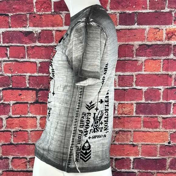 Affliction Men's Short Sleeve Graphic T-shirt -Gray/Black -Various Sizes- NWT - Picture 6 of 13